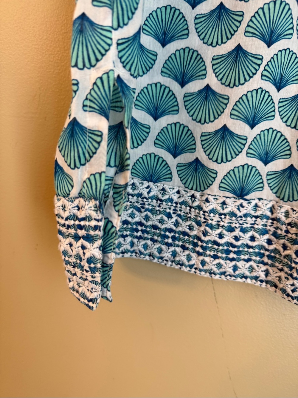 Sigrid Olsen Summer Tank Top Aqua Shells 100% Cotton  Large Beach Vacation 

Pit - Picture 4 of 7